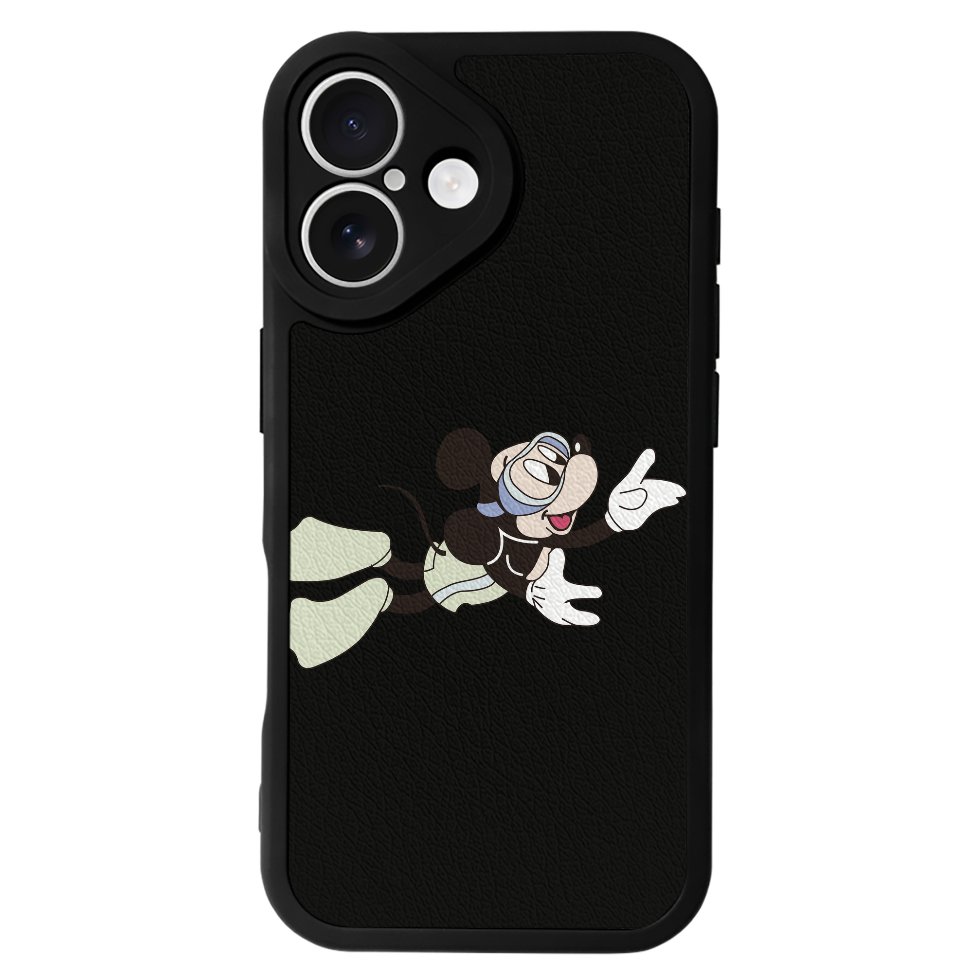 （画像用） ミッキーマウス Mickey Mouse 【iPhone 16シリーズ対応】シリコンスマホケース（レザー調） 材質：シリコン